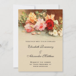 Convites Casamento Vintage, Natureza-Morta de Flores de Ros