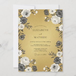 Convites Casamento Vintage Ocre Lustroso