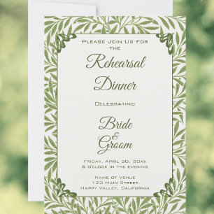 Convites Casamento Vintage, Padrão de Folhas de Salgueiro V