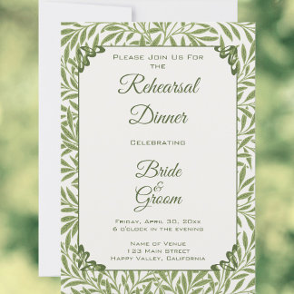 Convites Casamento Vintage, Padrão de Folhas de Salgueiro V