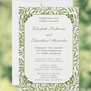 Convites Casamento Vintage, Padrão Folhas de Salgueiro Vito