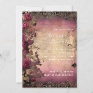Convites Casamento Vintage Parchment & Rose