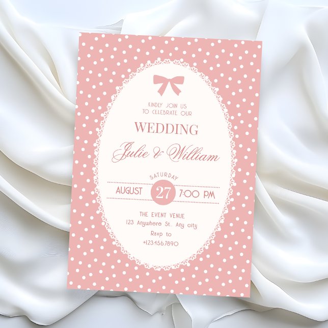 Convites Casamento vintage pastel rosa (Criador carregado)