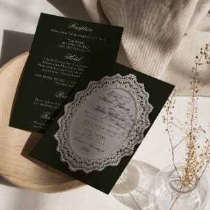 Convites Casamento Vintage Preto E Branco em Renda Tudo Em