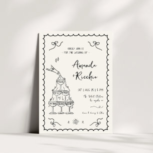 Convites Casamento vintage Quirky Desenhado Impressionante