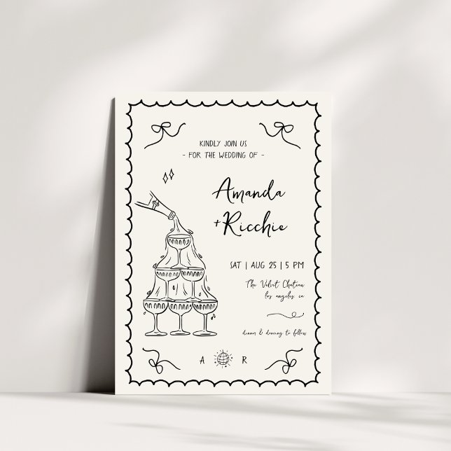 Convites Casamento vintage Quirky Desenhado Impressionante  (Criador carregado)