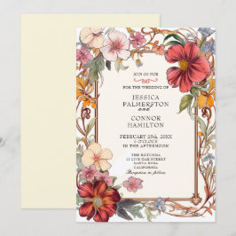 Convites Casamento vintage retro floral