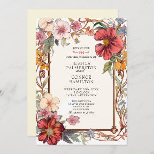 Convites Casamento vintage retro floral