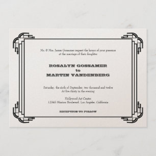 Convites casamento vintage retrógrado de glamour de quadro 