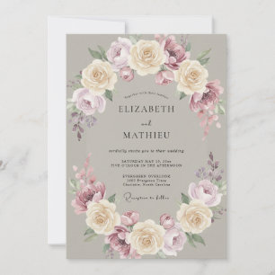 Convites Casamento Vintage Romântico Bege