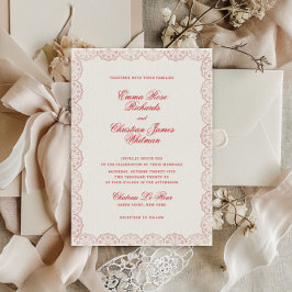 Convites Casamento Vintage Romântico Quadro Rosa Vermelho
