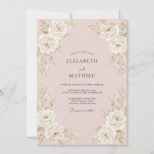 Convites Casamento Vintage Romântico Rosa Bege