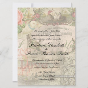 Convites Casamento vintage Rosa