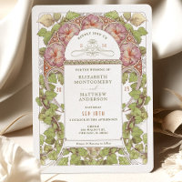 Casamento vintage rosa Petunia Art Nouveau Mucha