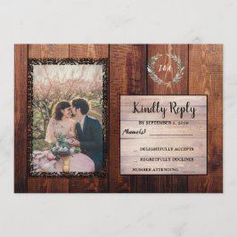 Convites Casamento vintage russo de madeira-campo RSVP