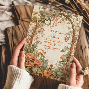 Convites Casamento Vintage Rústico Floral Art Nouveau