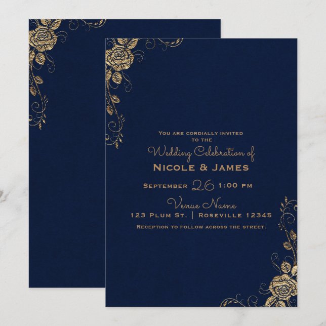 Convites Casamento Vintage Rústico Glamouroso com Cantos de (Frente/Verso)