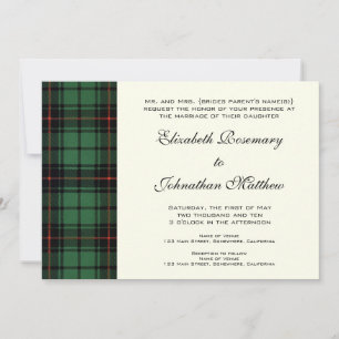 Convites Casamento vintage, Tartan Davidson Padrão Moderno