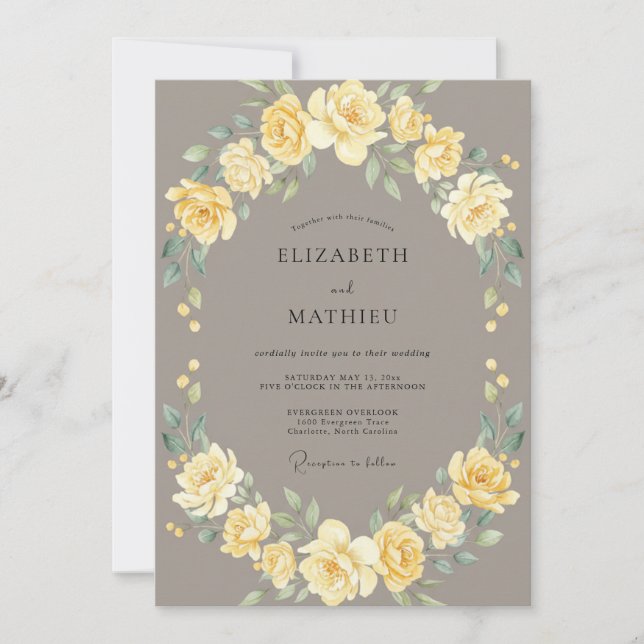 Convites Casamento Vintage Taupe Elegante (Frente)