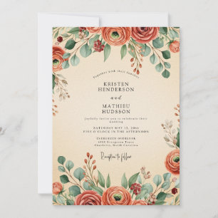 Convites Casamento Vintage Terracota Eucalipto