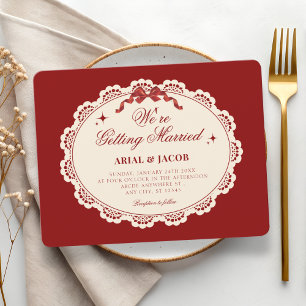 Convites Casamento vintage vermelho 