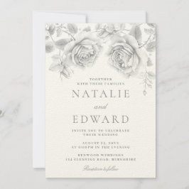 Convites Casamento Vintage White Roses