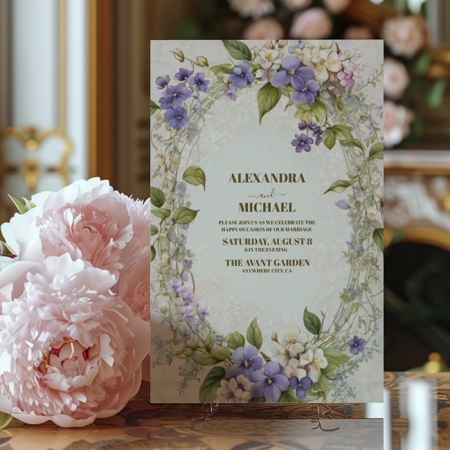Convites Casamento vintage William Morris Lavanda (Criador carregado)