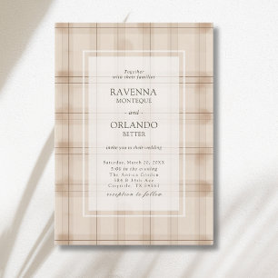 Convites Casamento Vintage Xadrez Café Capuccino Marrom Clá