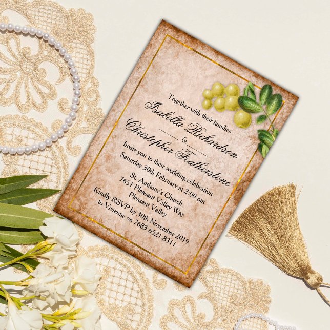 Convites Casamento Vintage Yellow Berries (Criador carregado)