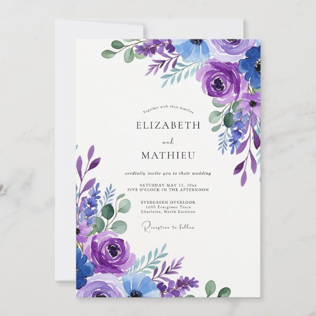 Convites Casamento Violet Alluring Spring (Frente)