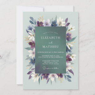 Convites Casamento Violet Leafy Seafoam