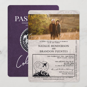 Convites Casamento Violet Purple Colorado Passport