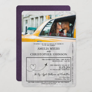 Convites Casamento Violet Purple Nova Iorque Passport