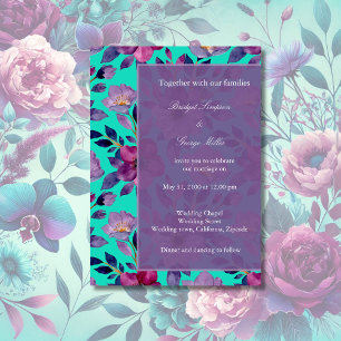 Convites casamento violeta e colorido de flores silvestres