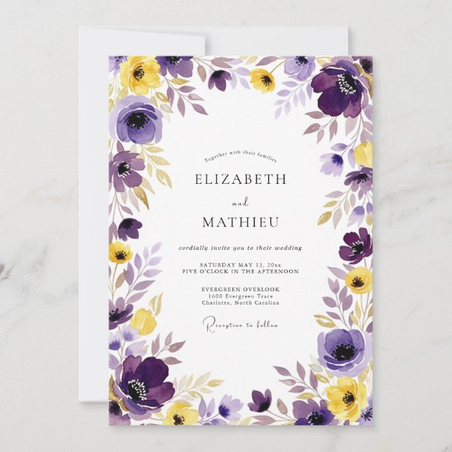 Convites Casamento Violeta Exuberante de Primavera (Frente)