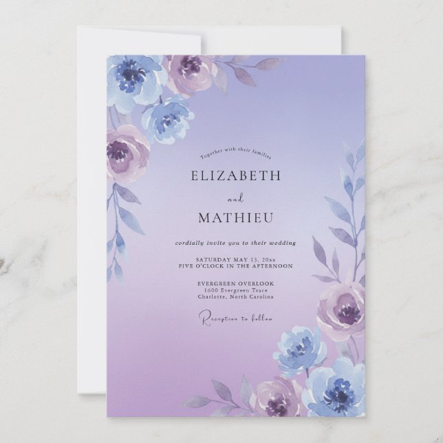 Convites Casamento Violeta Pintado de Lilás (Frente)