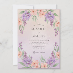 Convites Casamento Violeta Wisteria Pêssego