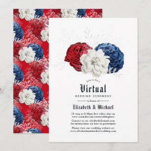 Convites Casamento Virtual Americano Online Vermelho Branco