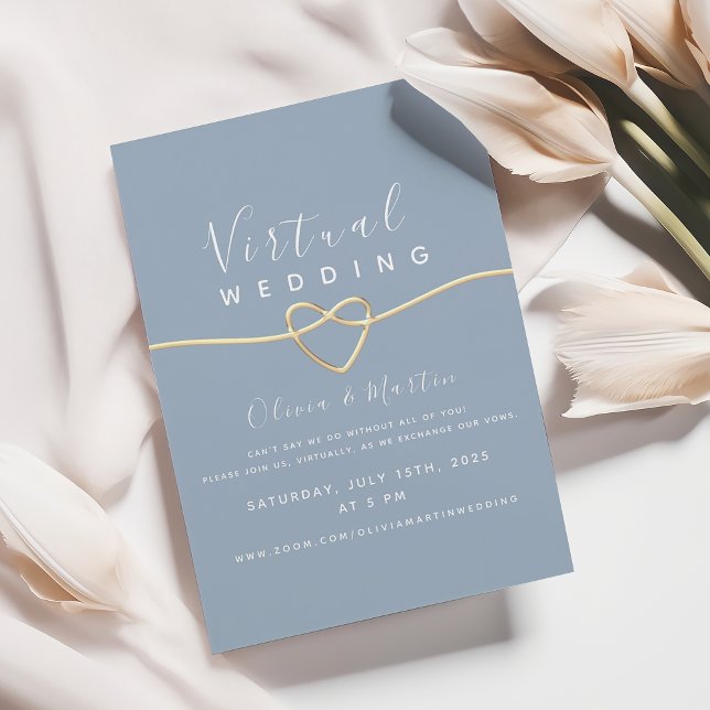 Convites Casamento Virtual Azul Empoeirado (Criador carregado)