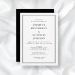 Convites Casamento Virtual Branco Branco Formal Clássico El<br><div class="desc">Convite Virtual de Casamento Branco Branco Branco Clássico Elegante</div>