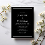Convites Casamento Virtual Branco E Preto Clássico Elegante<br><div class="desc">Convite Virtual De Casamento Branco E Preto Clássico Elegante.</div>