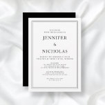 Convites Casamento Virtual Branco E Preto Formal Elegante<br><div class="desc">Convite Formal De Casamento Virtual Branco E Preto.</div>