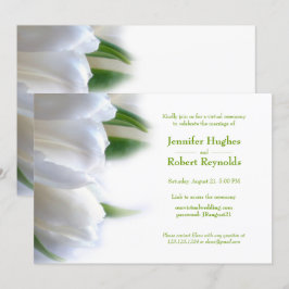 Convites Casamento Virtual Branco Floral Elegante