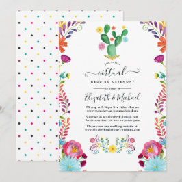 Convites Casamento Virtual Colorido Floral Fiesta em Aquare