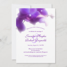 Convites Casamento Virtual da Orquídea Roxo Floral e Elegan