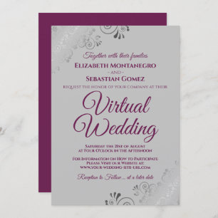 Convites Casamento Virtual de Cabos Prateados e Cinzas