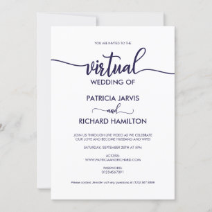 Convites Casamento Virtual de Caligrafia Simples e Elegante