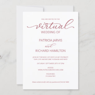 Convites Casamento Virtual de Caligrafia Simples e Elegante