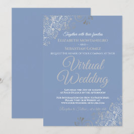 Convites Casamento Virtual de Cinzas e Azul-claro
