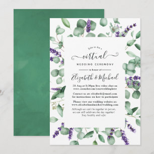 Convites Casamento Virtual de Eucalipto Lavanda